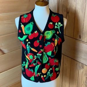 Michael Simon vegetable sweater vest Small VGC
